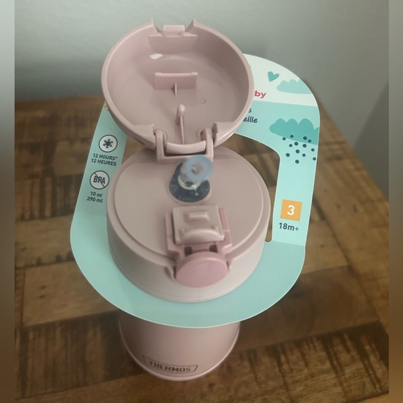 THERMOS BABY TODDLER 10oz Stainless Steel Vacuum Insulated Straw Bottle Rose NEW - Picture 4 of 4